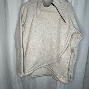 Athleta Cream Asymmetrical Zip Sweatshirt